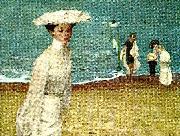 unknow artist woman in white on a beach oil painting on canvas